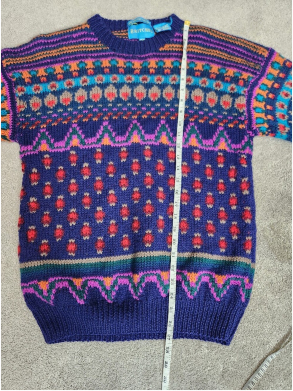 VTG Wool Oversized Baggy Hand Knit Sweater Sz M Fits Large Boho Indiesleeze Fun - Picture 10 of 14